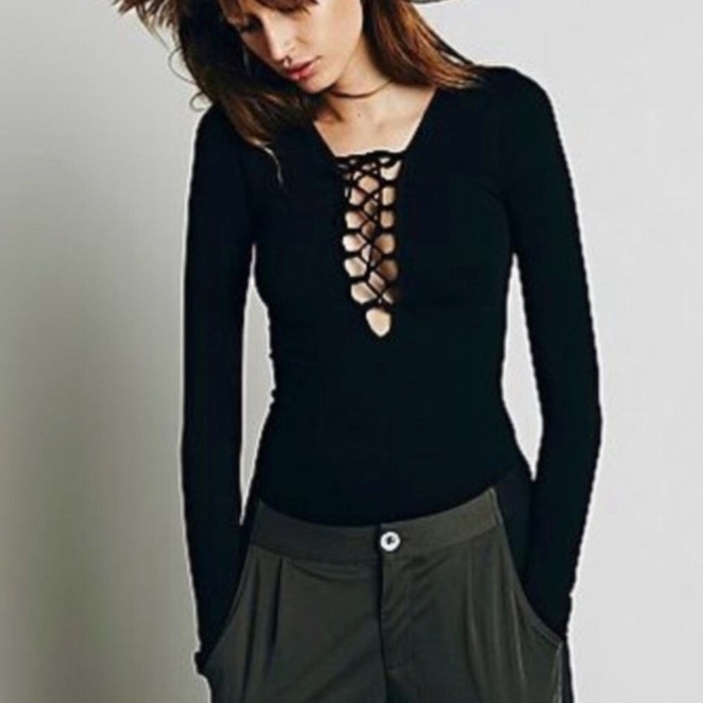 Lace up long sleeve top from freepeople